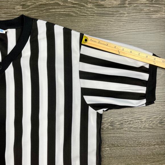 Majestic Referee Officials Jersey Shirt XL Black White Striped Vintage Sports - Picture 4 of 8